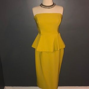 ASOS Yellow Sleeveless Peplum Dress